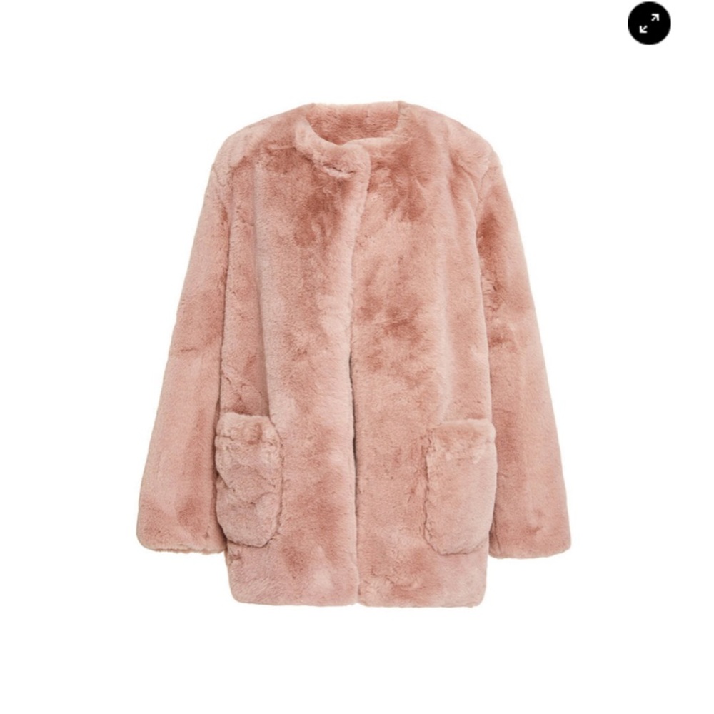 Apparis faux fur coat in blush
